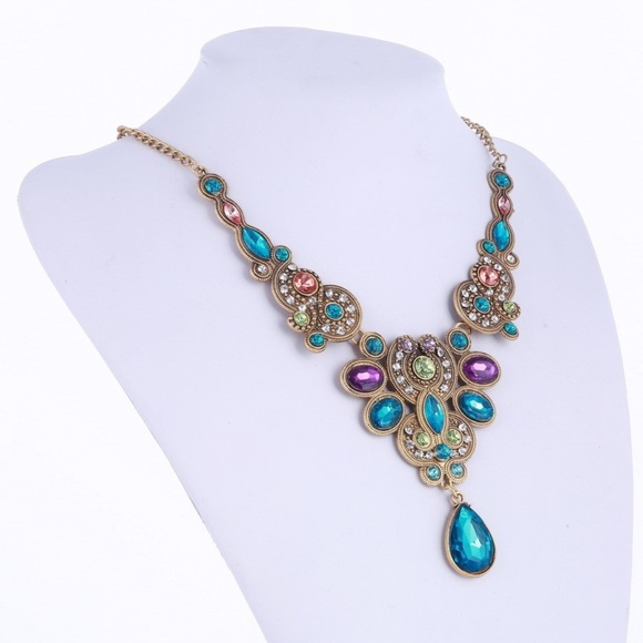 Jewelry - Blue and Gold Tone Statement Necklace